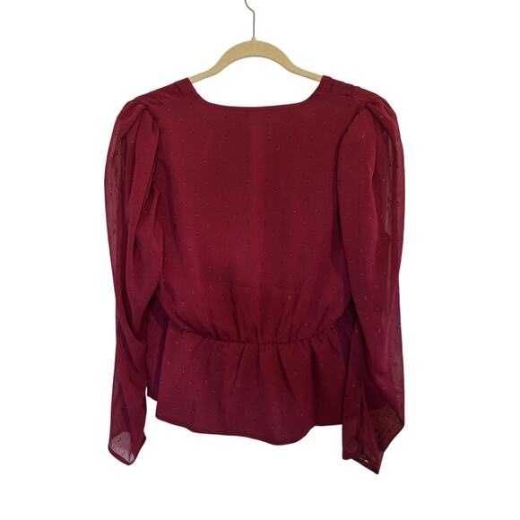 Express Burgundy Romantic Sheer Sleeve Top Size Large Whimsigoth Goth Coquette - Picture 2 of 6